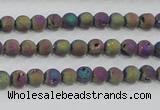 CAG7448 15.5 inches 4mm round plated druzy agate beads wholesale