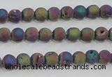 CAG7449 15.5 inches 6mm round plated druzy agate beads wholesale