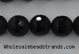 CAG7454 15.5 inches 12mm faceted round matte black agate beads