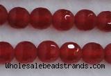 CAG7457 15.5 inches 8mm faceted round matte red agate beads