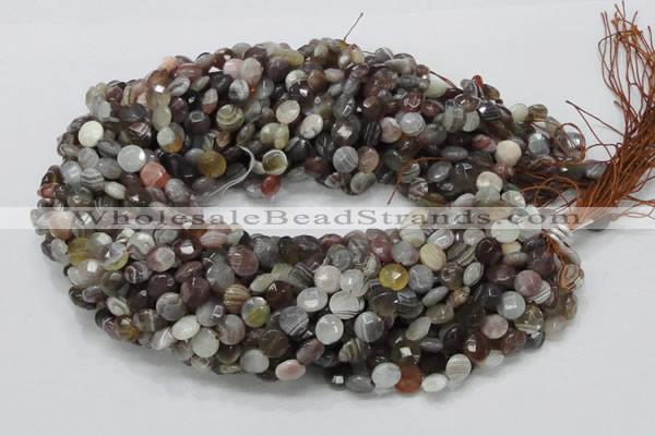 CAG750 15.5 inches 8mm faceted coin botswana agate beads wholesale