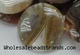 CAG780 15.5 inches 35mm flat round yellow agate gemstone beads