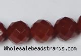 CAG7865 15.5 inches 20mm faceted round red agate beads wholesale