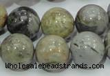 CAG7868 15.5 inches 18mm round silver needle agate beads