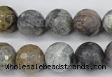 CAG7871 15.5 inches 16mm faceted round silver needle agate beads