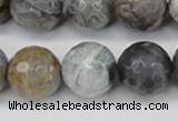 CAG7873 15.5 inches 20mm faceted round silver needle agate beads