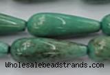 CAG7901 15.5 inches 10*30mm teardrop grass agate beads wholesale