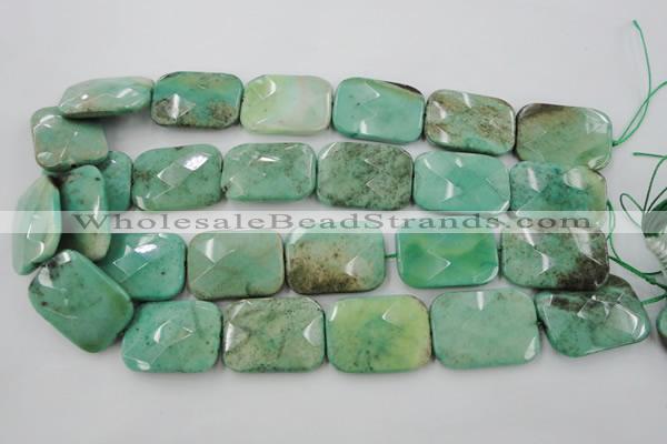 CAG7927 15.5 inches 25*35mm faceted rectangle grass agate beads