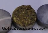 CAG7938 7.5 inches 26mm flat round plated white druzy agate beads