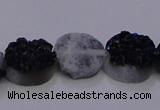 CAG7951 7.5 inches 8*10mm oval plated white druzy agate beads