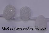 CAG7970 Top drilled 13*18mm flat teardrop plated white druzy agate beads