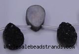 CAG7976 Top drilled 13*18mm flat teardrop plated white druzy agate beads