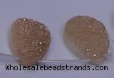 CAG7982 Top drilled 22*30mm flat teardrop plated white druzy agate beads