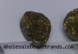 CAG7985 Top drilled 22*30mm flat teardrop plated white druzy agate beads