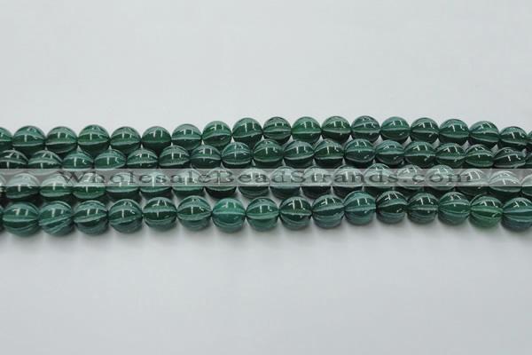 CAG8006 15.5 inches 10mm carved round green agate beads