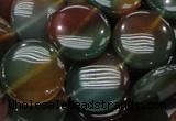 CAG802 15.5 inches 20mm flat round rainbow agate gemstone beads