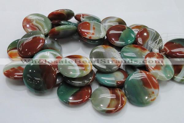 CAG807 15.5 inches 40mm flat round rainbow agate gemstone beads