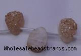 CAG8111 Top drilled 12*16mm teardrop champagne plated druzy agate beads