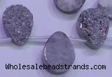 CAG8122 Top drilled 15*20mm teardrop silver plated druzy agate beads