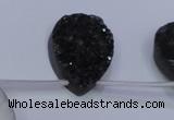 CAG8147 Top drilled 30*40mm teardrop black plated druzy agate beads