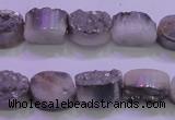 CAG8152 7.5 inches 10*14mm oval silver plated druzy agate beads