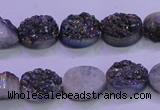 CAG8154 7.5 inches 10*14mm oval rainbow plated druzy agate beads