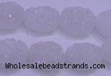 CAG8160 7.5 inches 12*16mm oval white plated druzy agate beads