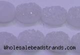 CAG8170 7.5 inches 13*18mm oval white plated druzy agate beads