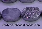 CAG8192 7.5 inches 18*25mm oval silver plated druzy agate beads