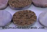 CAG8203 7.5 inches 20*30mm oval glod plated druzy agate beads