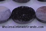 CAG8207 7.5 inches 20*30mm oval black plated druzy agate beads