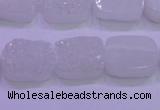 CAG8220 Top drilled 12*16mm rectangle white plated druzy agate beads