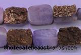 CAG8223 Top drilled 12*16mm rectangle glod plated druzy agate beads