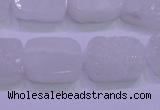 CAG8230 Top drilled 13*18mm rectangle white plated druzy agate beads