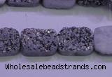 CAG8232 Top drilled 13*18mm rectangle silver plated druzy agate beads