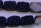 CAG8236 Top drilled 13*18mm rectangle blue plated druzy agate beads