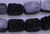 CAG8237 Top drilled 13*18mm rectangle black plated druzy agate beads