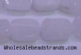 CAG8240 Top drilled 15*20mm rectangle white plated druzy agate beads