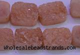 CAG8241 Top drilled 15*20mm rectangle champagne plated druzy agate beads