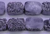 CAG8242 Top drilled 15*20mm rectangle silver plated druzy agate beads