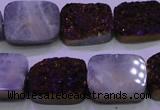 CAG8245 Top drilled 15*20mm rectangle purple plated druzy agate beads