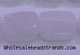 CAG8250 Top drilled 18*25mm rectangle white plated druzy agate beads