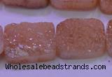 CAG8251 Top drilled 18*25mm rectangle champagne plated druzy agate beads