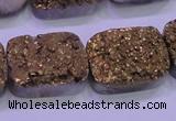 CAG8253 Top drilled 18*25mm rectangle glod plated druzy agate beads