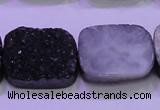 CAG8257 Top drilled 18*25mm rectangle black plated druzy agate beads