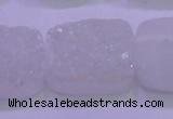 CAG8260 Top drilled 20*30mm rectangle white plated druzy agate beads