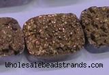 CAG8263 Top drilled 20*30mm rectangle glod plated druzy agate beads