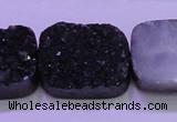 CAG8267 Top drilled 20*30mm rectangle black plated druzy agate beads