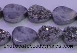 CAG8272 7.5 inches 10*14mm teardrop silver plated druzy agate beads