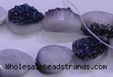 CAG8286 7.5 inches 12*16mm teardrop blue plated druzy agate beads